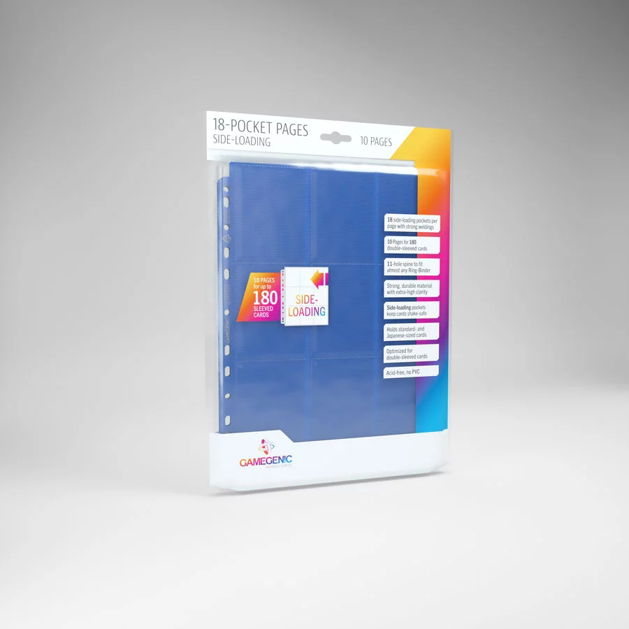 Gamegenic 18-Side Loading Pocket Pages 10 count (Blue)