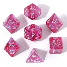 HYMGHO Purrfect Pink RPG Dice Set